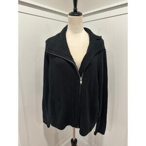 Helmut Lang Wool Blend Full Zip Cardigan Sweater